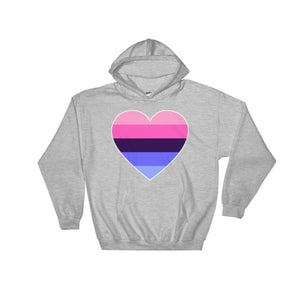 Hooded Sweatshirt - Omnisexual Big Heart Sport Grey / S