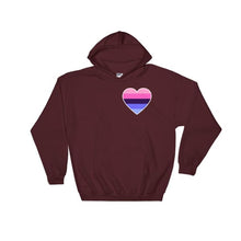 Hooded Sweatshirt - Omnisexual Heart Maroon / S