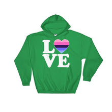 Hooded Sweatshirt - Omnisexual Love & Heart Irish Green / S