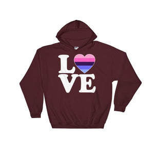Hooded Sweatshirt - Omnisexual Love & Heart Maroon / S