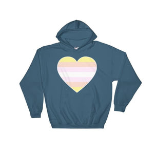 Hooded Sweatshirt - Pangender Big Heart Indigo Blue / S