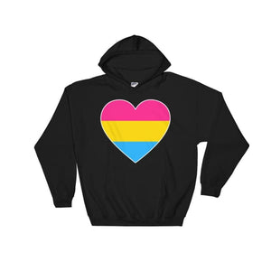 Hooded Sweatshirt - Pansexual Big Heart Black / S