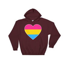 Hooded Sweatshirt - Pansexual Big Heart Maroon / S