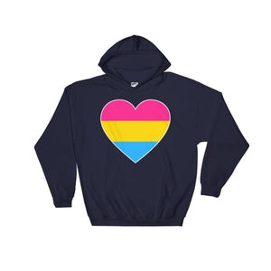 Hooded Sweatshirt - Pansexual Big Heart Navy / S
