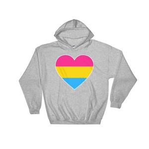 Hooded Sweatshirt - Pansexual Big Heart Sport Grey / S