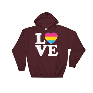 Hooded Sweatshirt - Pansexual Love & Heart Maroon / S
