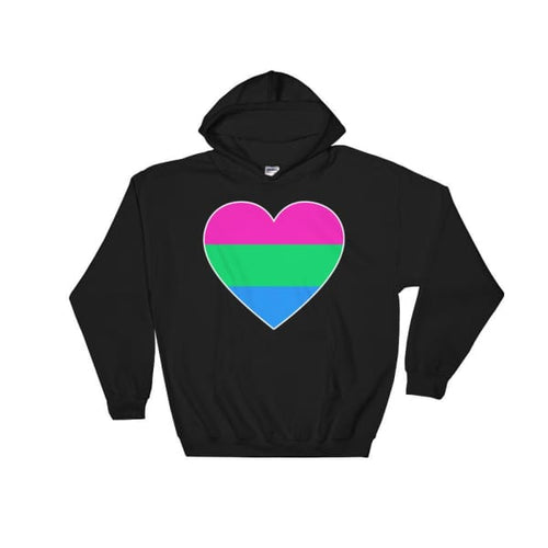 Hooded Sweatshirt - Polysexual Big Heart Black / S
