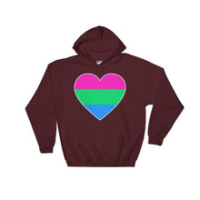 Hooded Sweatshirt - Polysexual Big Heart Maroon / S