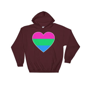 Hooded Sweatshirt - Polysexual Big Heart Maroon / S