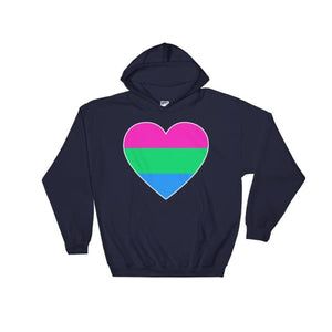 Hooded Sweatshirt - Polysexual Big Heart Navy / S