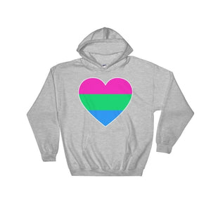 Hooded Sweatshirt - Polysexual Big Heart Sport Grey / S