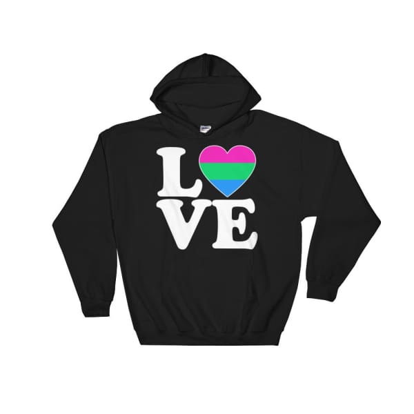 Hooded Sweatshirt - Polysexual Love & Heart Black / S