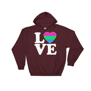 Hooded Sweatshirt - Polysexual Love & Heart Maroon / S
