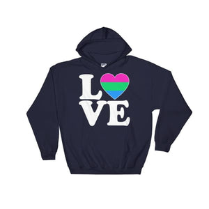 Hooded Sweatshirt - Polysexual Love & Heart Navy / S