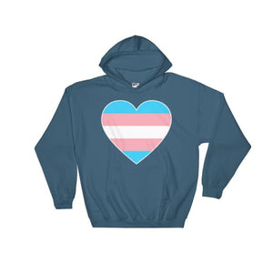 Hooded Sweatshirt - Transgender Big Heart Indigo Blue / S