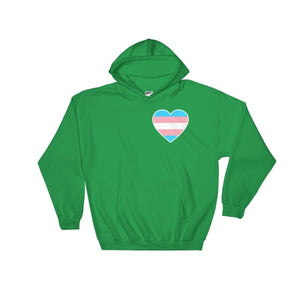 Hooded Sweatshirt - Transgender Heart Irish Green / S