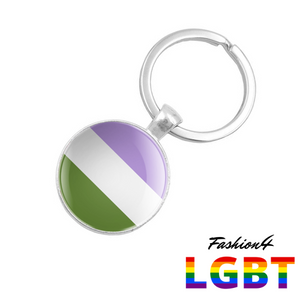 Keychain Double-Sided - 18 Flags Genderqueer
