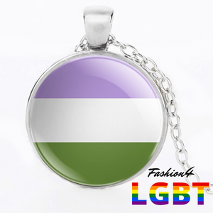 Necklace - 18 Flags Silver / Genderqueer