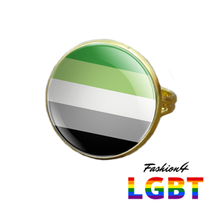 Pride Ring - 18 Flags Gold / Aromantic