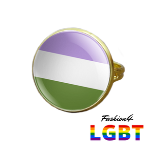 Pride Ring - 18 Flags Gold / Genderqueer