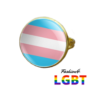 Pride Ring - 18 Flags Gold / Transgender