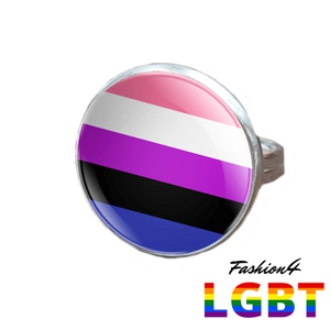 Pride Ring - 18 Flags Silver / Genderfluid