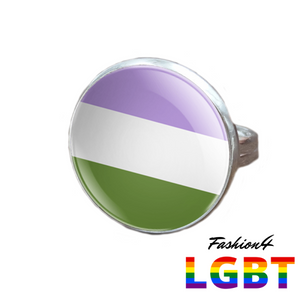 Pride Ring - 18 Flags Silver / Genderqueer
