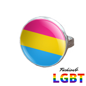 Pride Ring - 18 Flags Silver / Pansexual