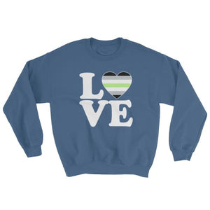 Sweatshirt - Agender Love & Heart Indigo Blue / S