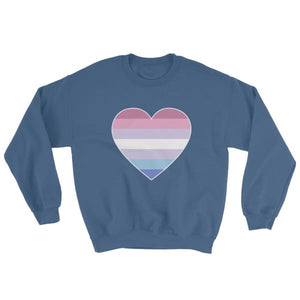 Sweatshirt - Bigender Big Heart Indigo Blue / S