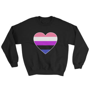 Sweatshirt - Genderfluid Big Heart Black / S