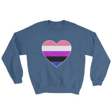 Sweatshirt - Genderfluid Big Heart Indigo Blue / S