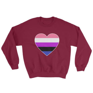 Sweatshirt - Genderfluid Big Heart Maroon / S