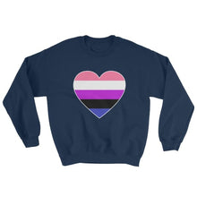 Sweatshirt - Genderfluid Big Heart Navy / S
