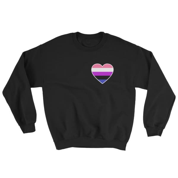 Sweatshirt - Genderfluid Heart Black / S