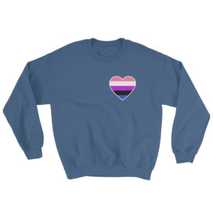 Sweatshirt - Genderfluid Heart Indigo Blue / S