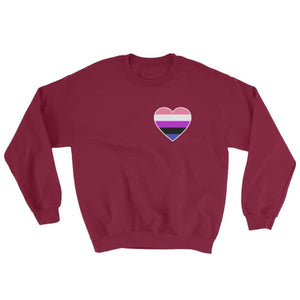 Sweatshirt - Genderfluid Heart Maroon / S