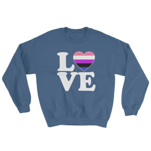 Sweatshirt - Genderfluid Love & Heart Indigo Blue / S