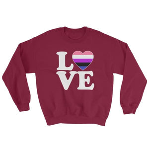 Sweatshirt - Genderfluid Love & Heart Maroon / S
