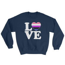 Sweatshirt - Genderfluid Love & Heart Navy / S