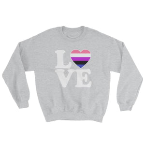 Sweatshirt - Genderfluid Love & Heart Sport Grey / S