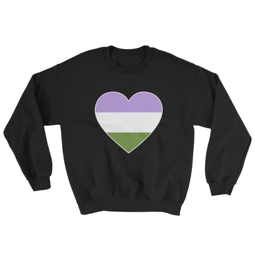 Sweatshirt - Genderqueer Big Heart Black / S