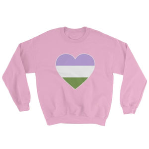 Sweatshirt - Genderqueer Big Heart Light Pink / S
