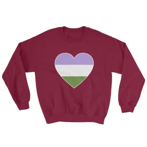 Sweatshirt - Genderqueer Big Heart Maroon / S