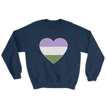 Sweatshirt - Genderqueer Big Heart Navy / S