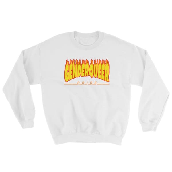 Sweatshirt - Genderqueer Flames White / S