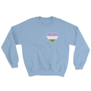 Sweatshirt - Genderqueer Heart Light Blue / S