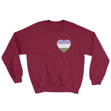 Sweatshirt - Genderqueer Heart Maroon / S