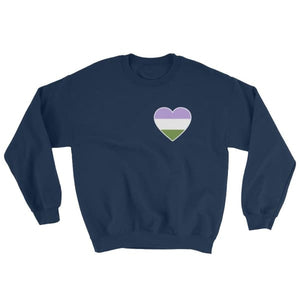 Sweatshirt - Genderqueer Heart Navy / S