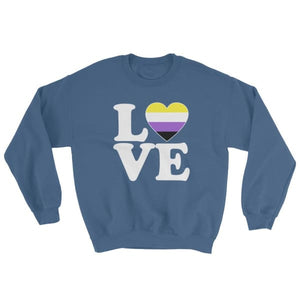 Sweatshirt - Non Binary Love & Heart Indigo Blue / S